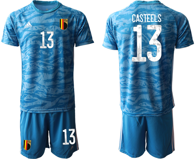 Men 2021 European Cup Belgium blue goalkeeper #13 Soccer Jerseys->belgium jersey->Soccer Country Jersey